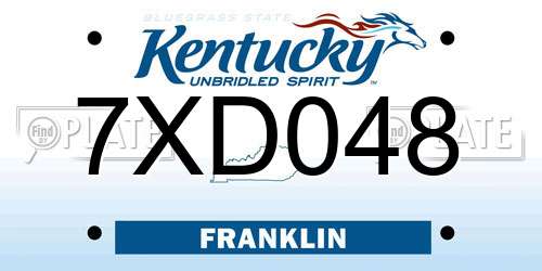 7XD048 Kentucky License Plate