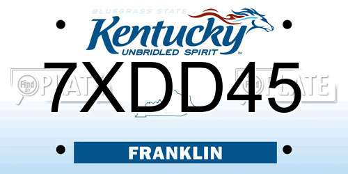7XDD45 Kentucky License Plate