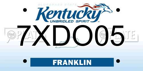 7XDO05 Kentucky License Plate