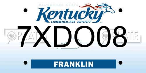 7XDO08 Kentucky License Plate
