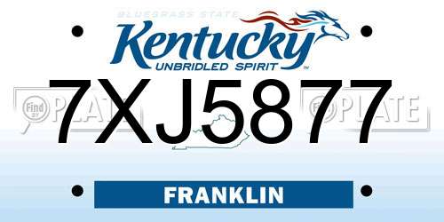7XJ5877 Kentucky License Plate