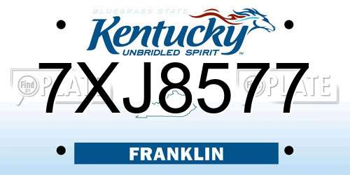7XJ8577 Kentucky License Plate