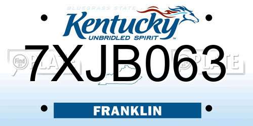 7XJB063 Kentucky License Plate