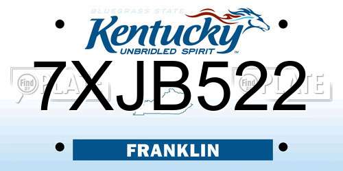 7XJB522 Kentucky License Plate