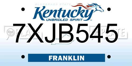 7XJB545 Kentucky License Plate