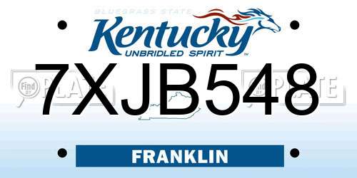 7XJB548 Kentucky License Plate