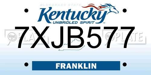 7XJB577 Kentucky License Plate