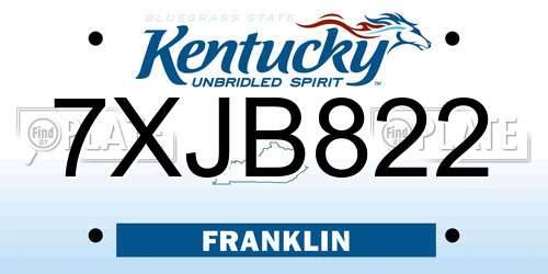 7XJB822 Kentucky License Plate