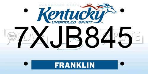 7XJB845 Kentucky License Plate