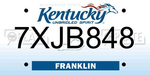 7XJB848 Kentucky License Plate
