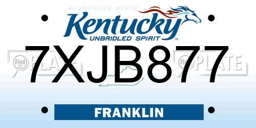 7XJB877 Kentucky License Plate