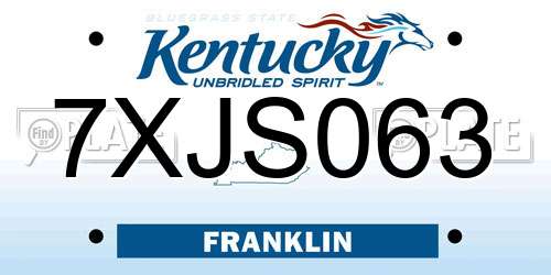 7XJS063 Kentucky License Plate