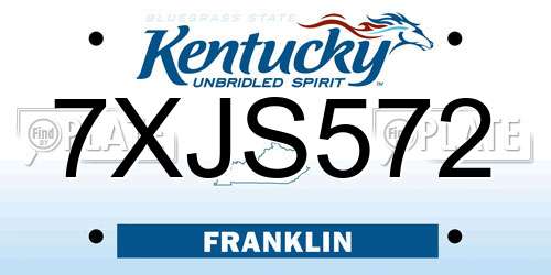 7XJS572 Kentucky License Plate
