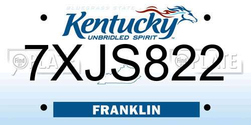 7XJS822 Kentucky License Plate