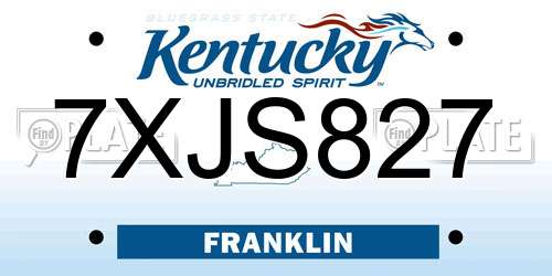7XJS827 Kentucky License Plate