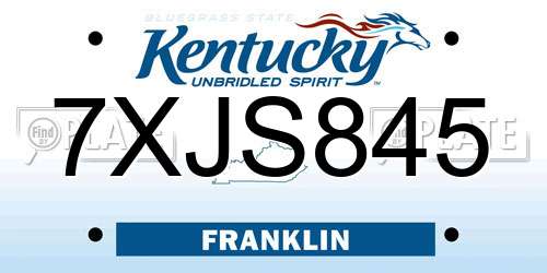 7XJS845 Kentucky License Plate