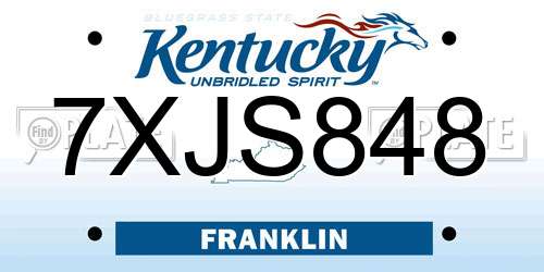 7XJS848 Kentucky License Plate