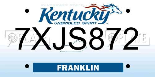 7XJS872 Kentucky License Plate