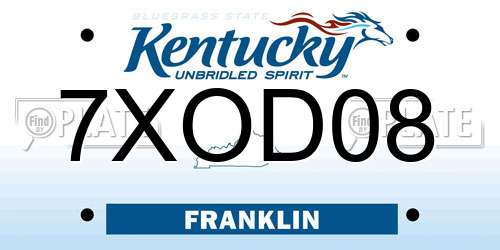7XOD08 Kentucky License Plate