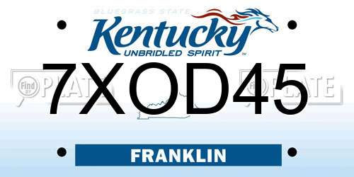 7XOD45 Kentucky License Plate