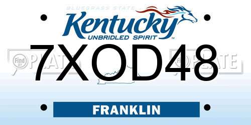 7XOD48 Kentucky License Plate