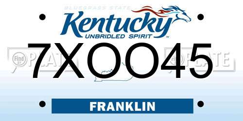 7XOO45 Kentucky License Plate