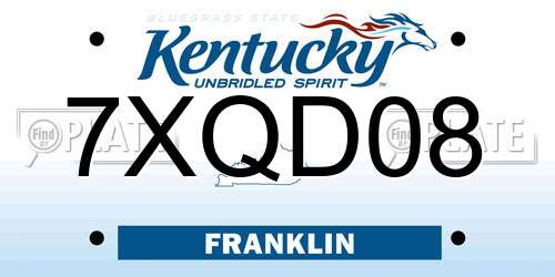 7XQD08 Kentucky License Plate