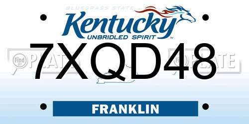 7XQD48 Kentucky License Plate
