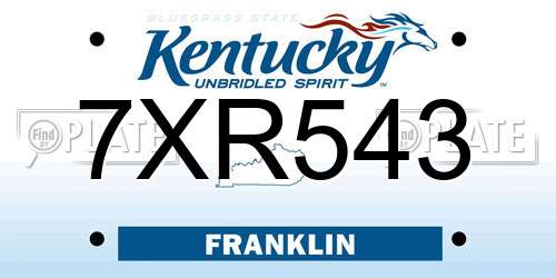 7XR543 Kentucky License Plate