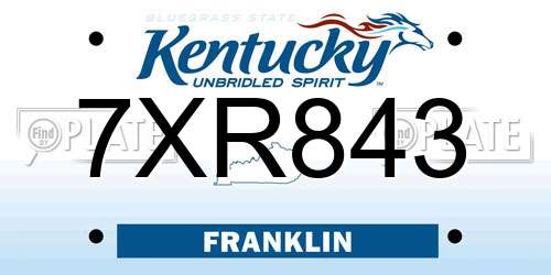 7XR843 Kentucky License Plate