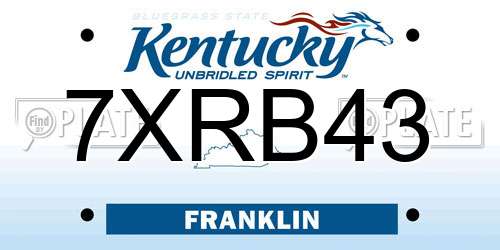 7XRB43 Kentucky License Plate