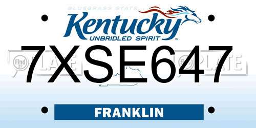 7XSE647 Kentucky License Plate