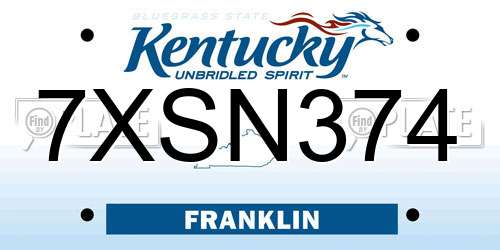7XSN374 Kentucky License Plate