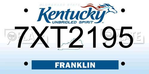 7XT2195 Kentucky License Plate