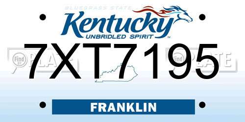 7XT7195 Kentucky License Plate