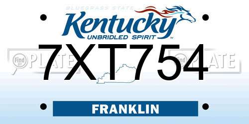 7XT754 Kentucky License Plate