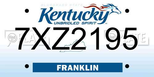 7XZ2195 Kentucky License Plate
