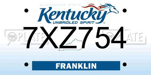 7XZ754 Kentucky License Plate