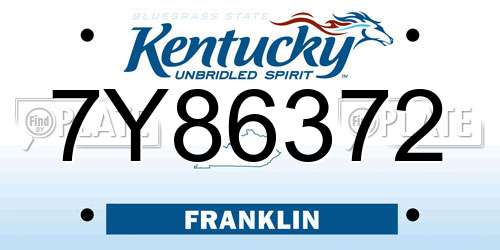 7Y86372 Kentucky License Plate