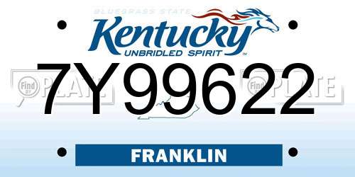 7Y99622 Kentucky License Plate