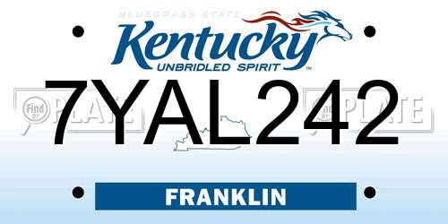 7YAL242 Kentucky License Plate