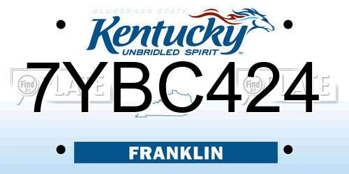 7YBC424 Kentucky License Plate