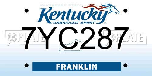 7YC287 Kentucky License Plate