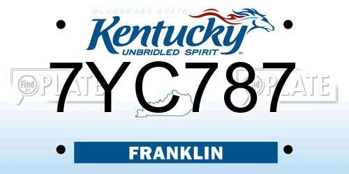 7YC787 Kentucky License Plate