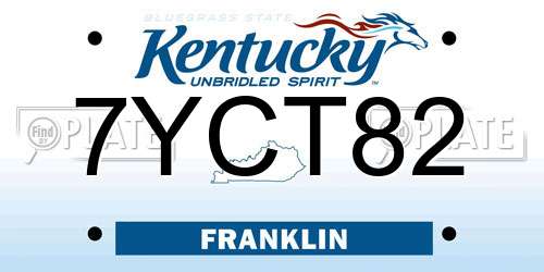 7YCT82 Kentucky License Plate