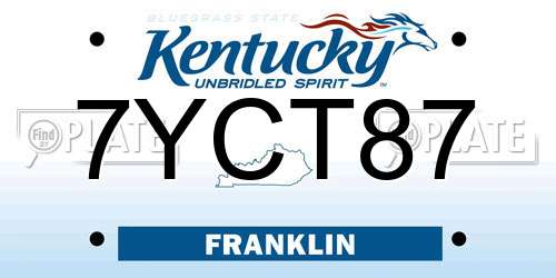 7YCT87 Kentucky License Plate