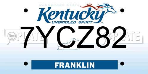 7YCZ82 Kentucky License Plate