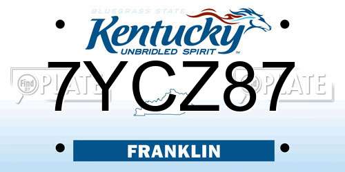 7YCZ87 Kentucky License Plate