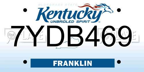 7YDB469 Kentucky License Plate