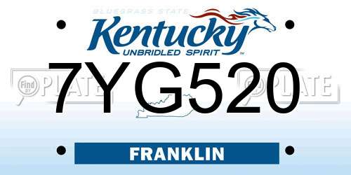 7YG520 Kentucky License Plate